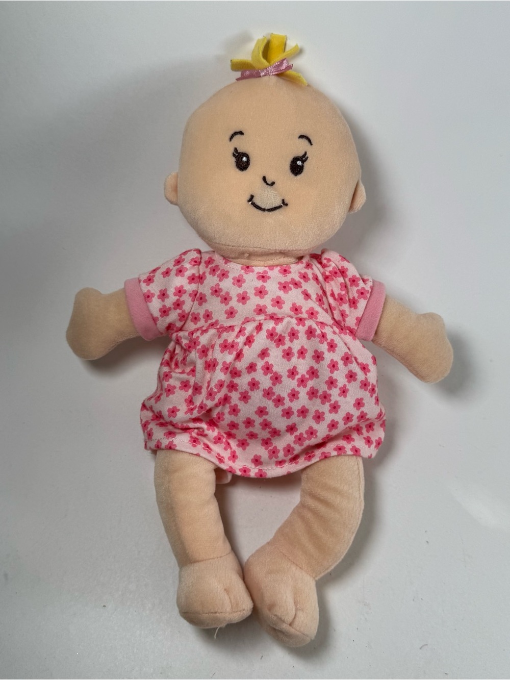 Manhattan Toy Plush Wee Baby Stella Doll 2014 Blonde Pink Dress No Pacifier 12"